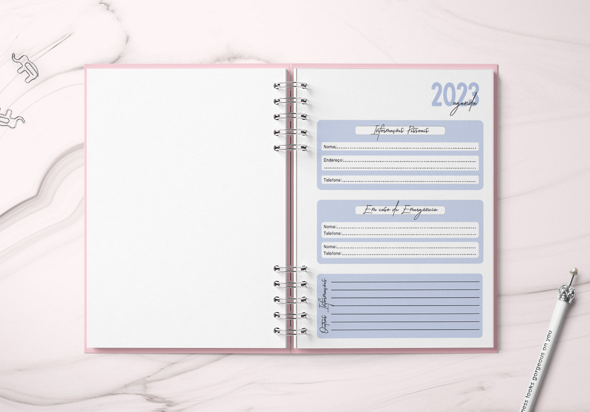 Agenda Profissional 2026 para Agendamento | Harmonia 1 dia por página - AZUL - Imagem 3