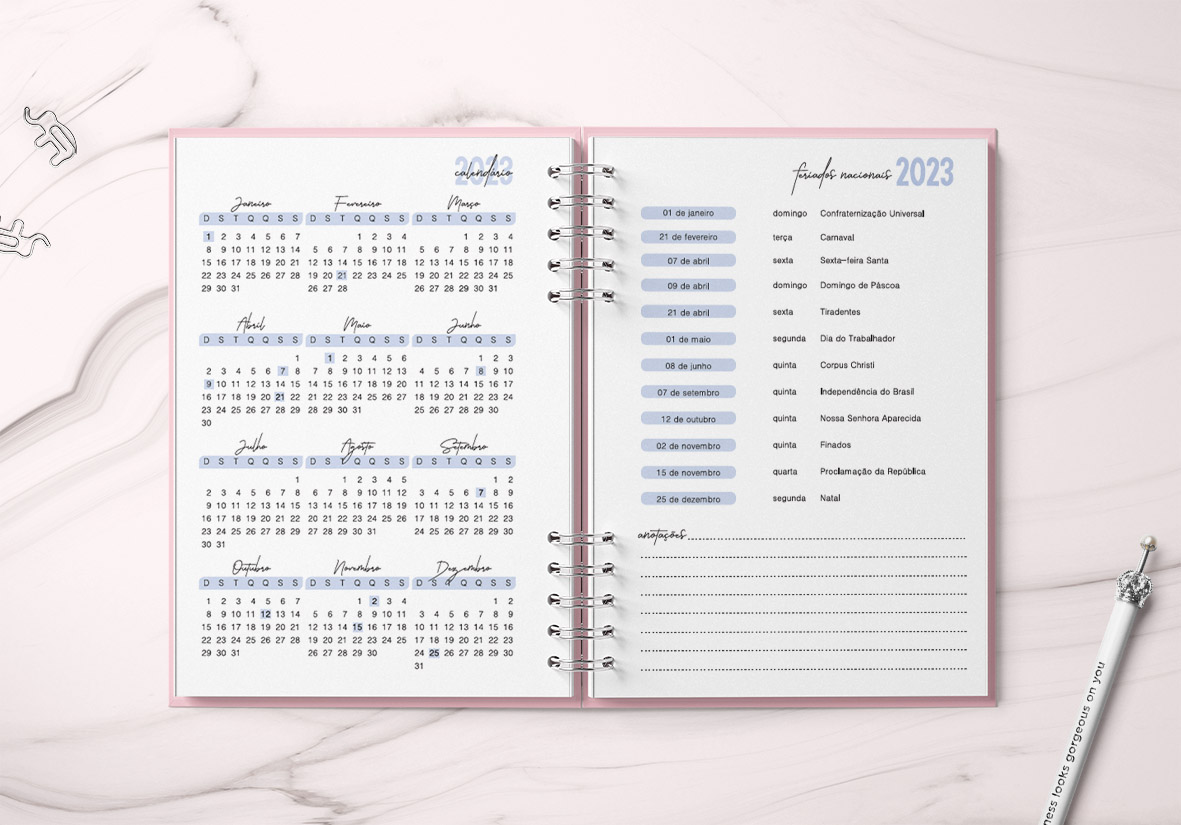 Agenda Profissional 2026 para Agendamento | Harmonia 1 dia por página - AZUL - Imagem 4