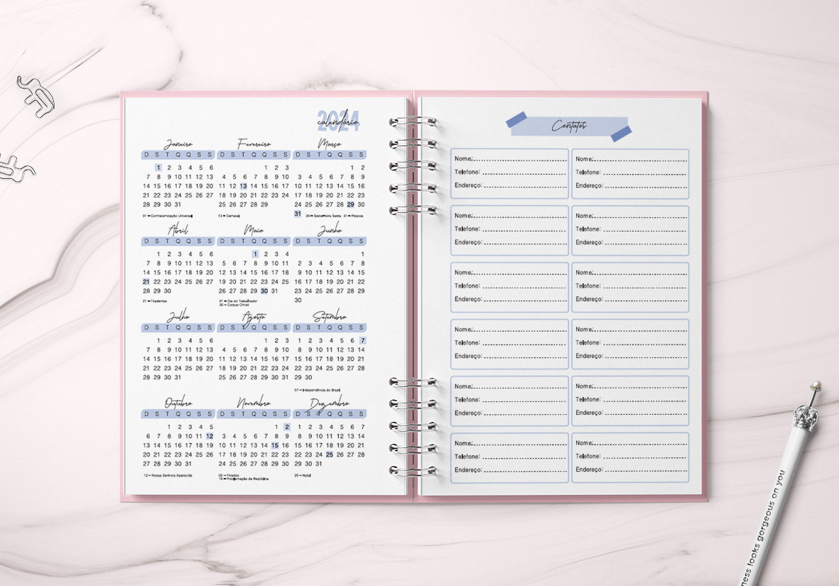Agenda Profissional 2026 para Agendamento | Harmonia 1 dia por página - AZUL - Imagem 5