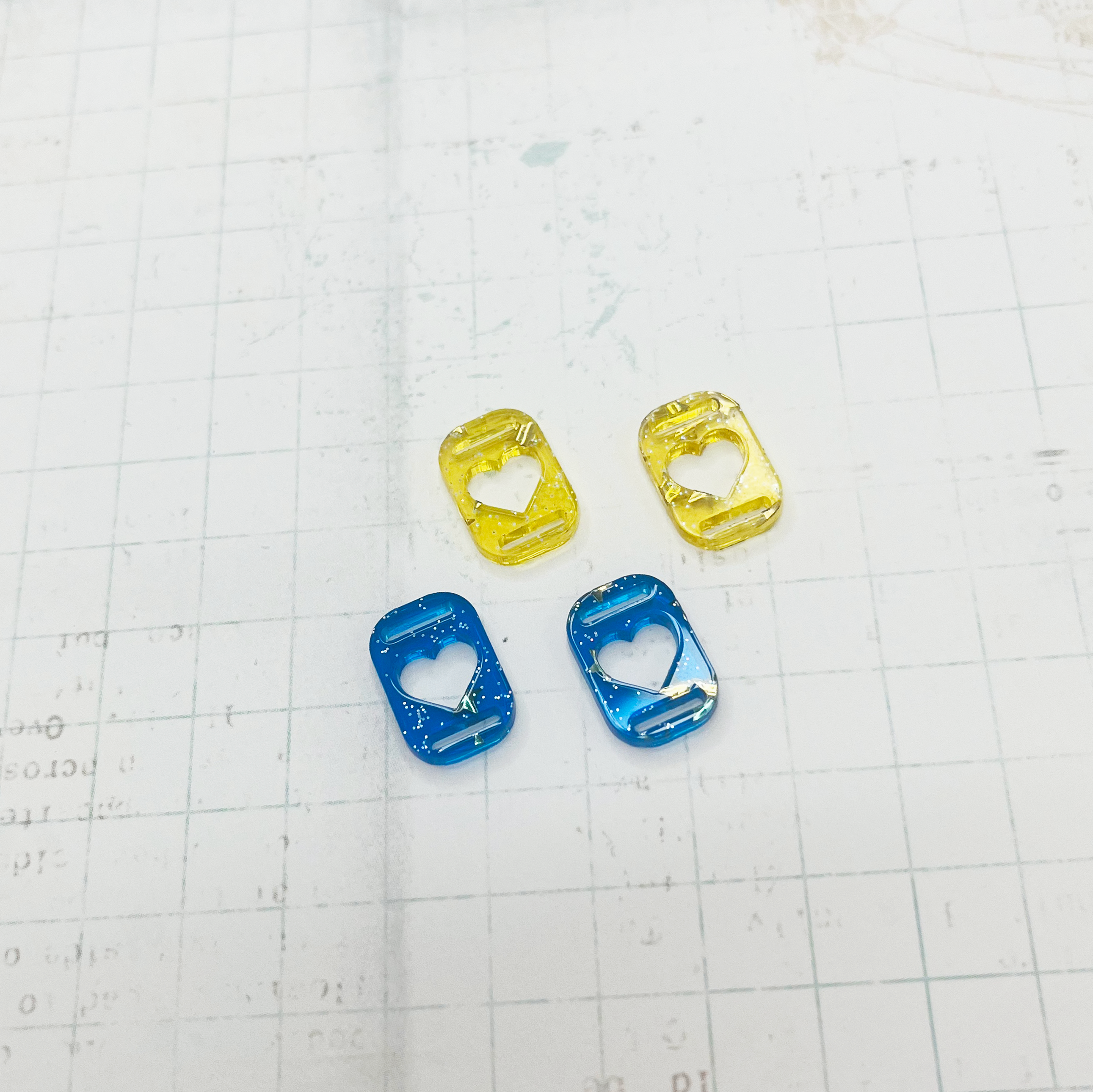 Passantes para elástico | Kit 10 un. Retângulo com Coração